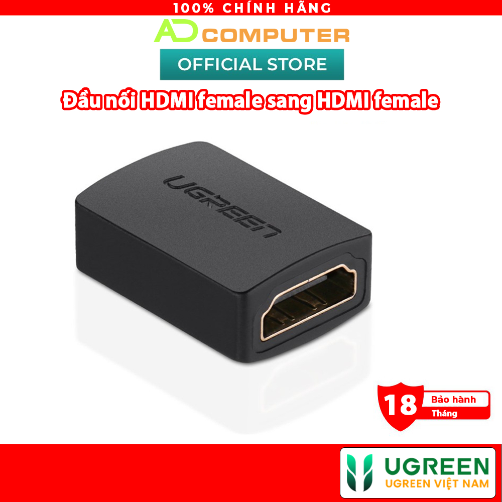 Đầu nối HDMI female sang HDMI female - UGREEN 20107- (màu đen) - Hàng phân phối chính hãng - Bảo hành 18 tháng