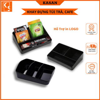 Khay đựng túi trà, cafe 3ngăn cho khách sạn homestay,resort, chất liệu nhựa ABS chống cháy. size 15.5 x 10.5 x 5.1cm