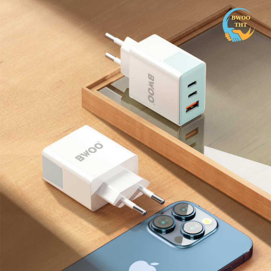 Củ Sạc Nhanh 3 Cổng 40W Bwoo Cho Các Dòng Máy Iphone Samsung Oppo Xiaomi ...BH 12 Tháng