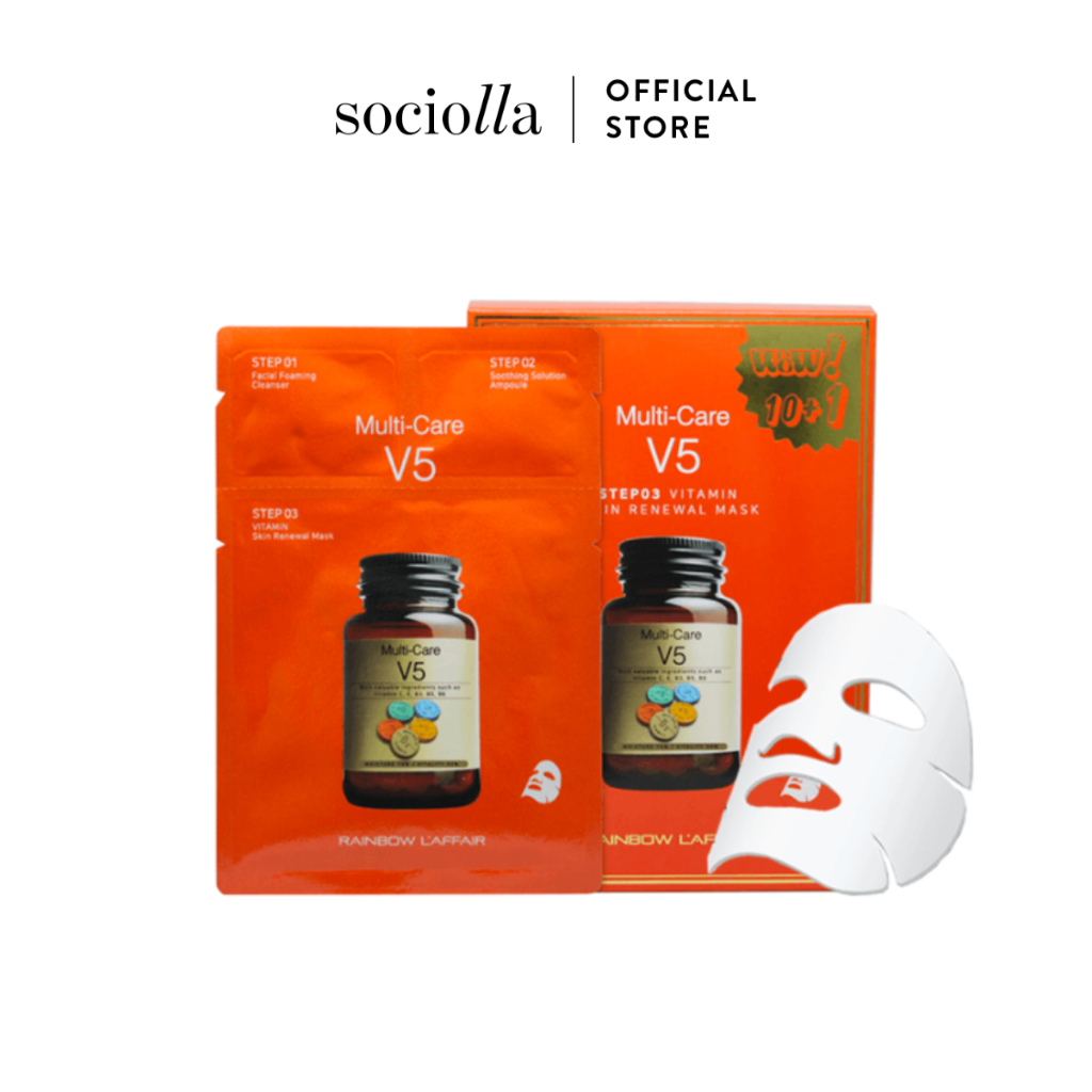 Mặt Nạ Dưỡng Da Chuyên Sâu 3 Bước Rainbow L'affair Multi-Care V5 Vitamin Skin Renewal