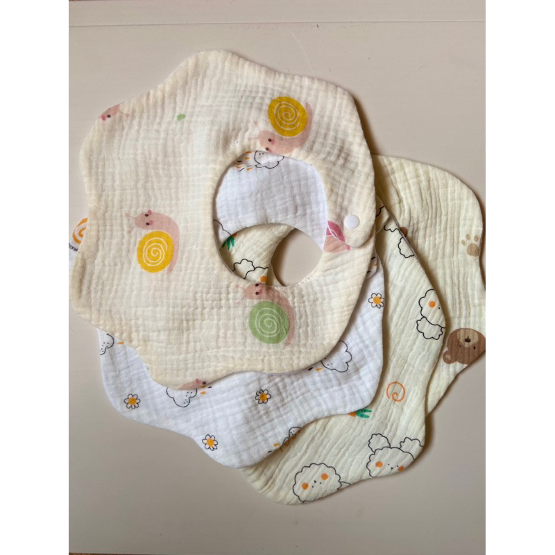 Yếm xô cho bé - Yếm tròn xoay 360 độ vải xô muslin cao cấp