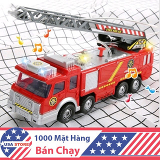 Đồ Chơi Xe Cứu Hỏa Phun Nước Thông Minh Cho Bé - Quà Tặng Xe Chạy Pin Xịt Nước - Size To 25Cm