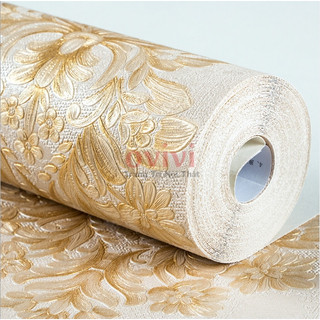 Giấy Dán Tường Phòng Ngủ 3D Hoa Văn Châu Âu Vân Nổi Giấy Dán Tường Khồng Keo Dày Đẹp Khổ 53cm