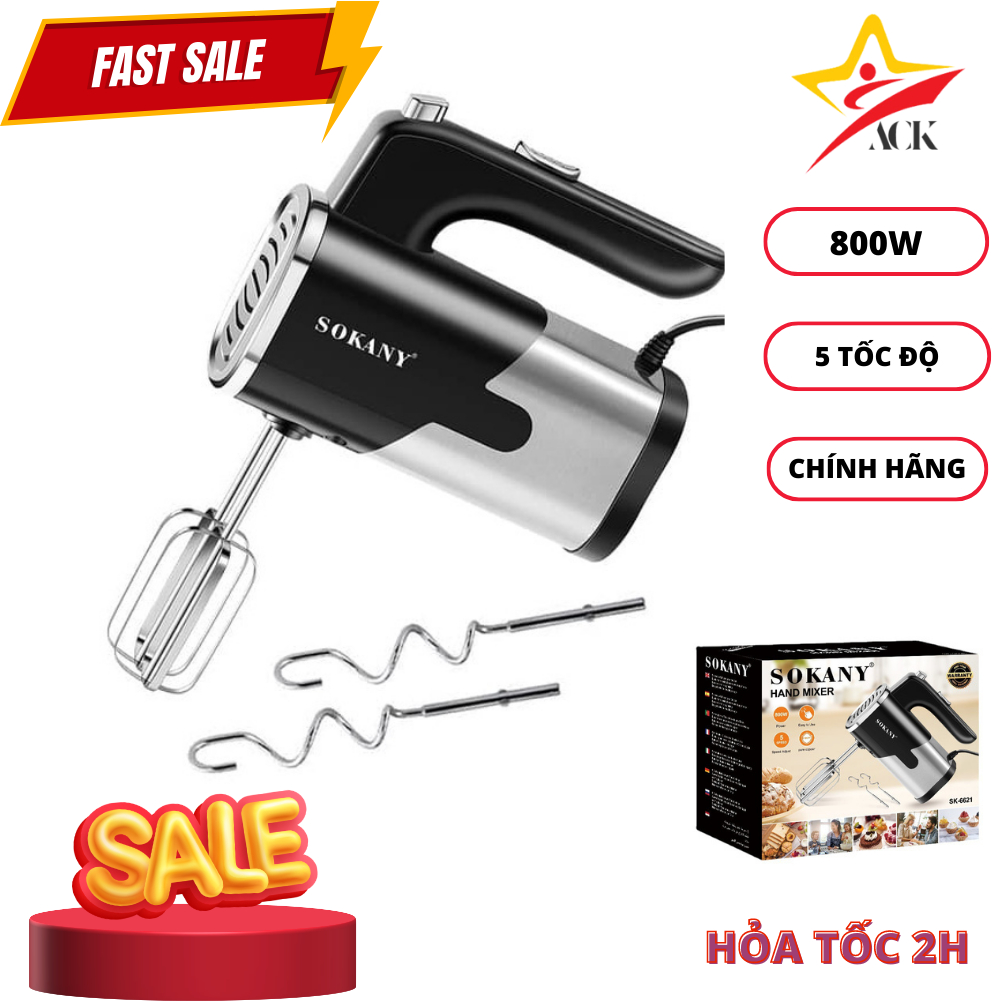 Máy đánh trứng cầm tay SOKANY 800W có 5 chế độ điều chỉnh – Chính Hãng ACK