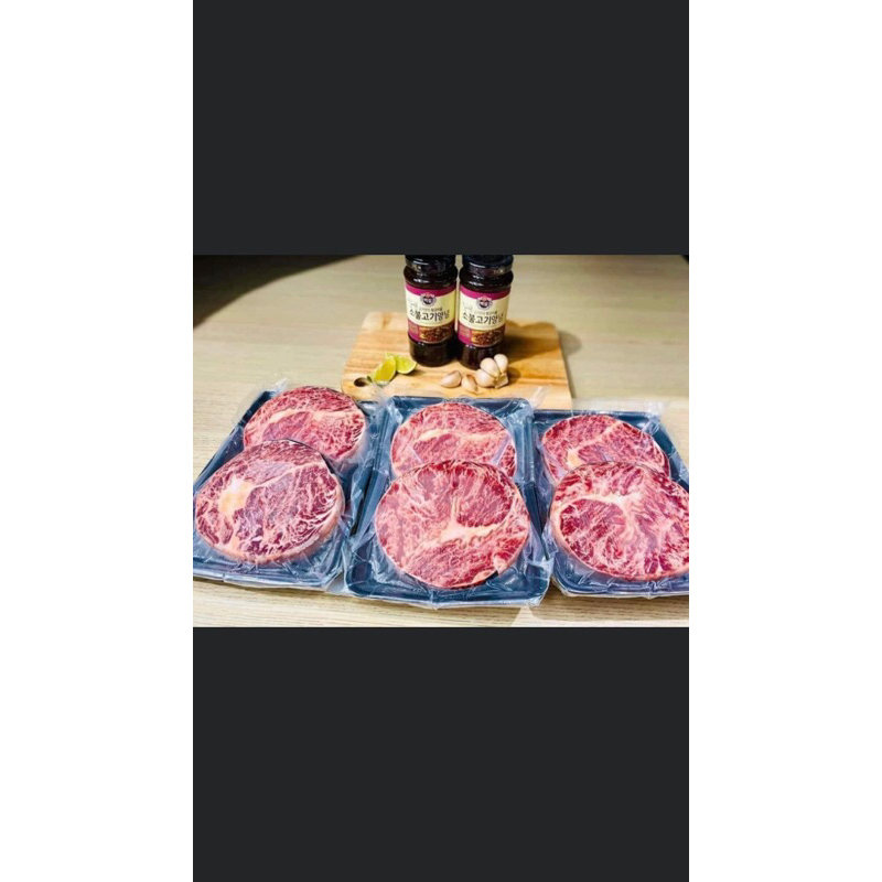 Lõi vai bò vân mỡ cẩm thạch Aukobe nướng / làm beef steak - khay 500gr