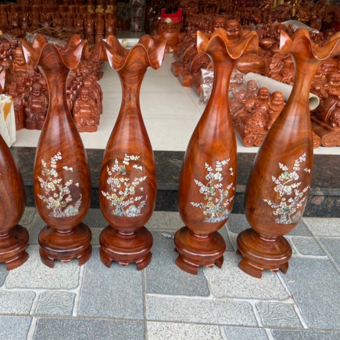 Cặp Lục bình gỗ lim cẩn nguyên khối-lục bình phong thuỷ cao 40- 50cm