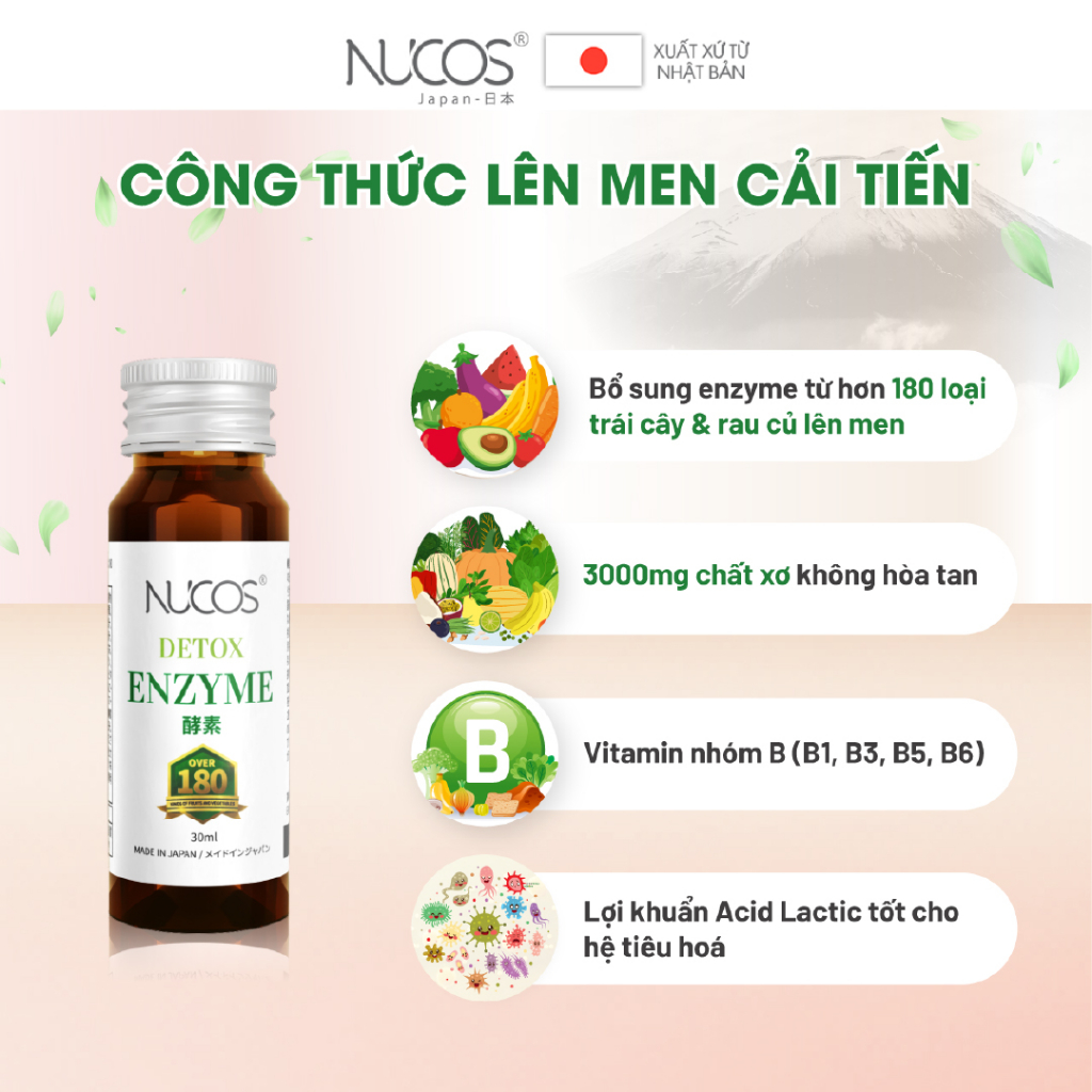 Liệu trình 20 ngày thanh lọc cơ thể Nucos Detox Enzyme 2 hộp x 20 chai x 30ml