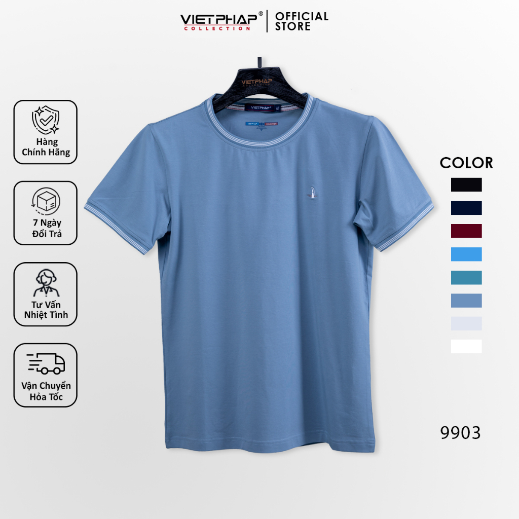 Áo Thun T-Shirt Nam Cao Cấp VIỆT PHÁP / Chất liệu cotton 4 chiều, co dãn và thấm hút mồ hôi 9903