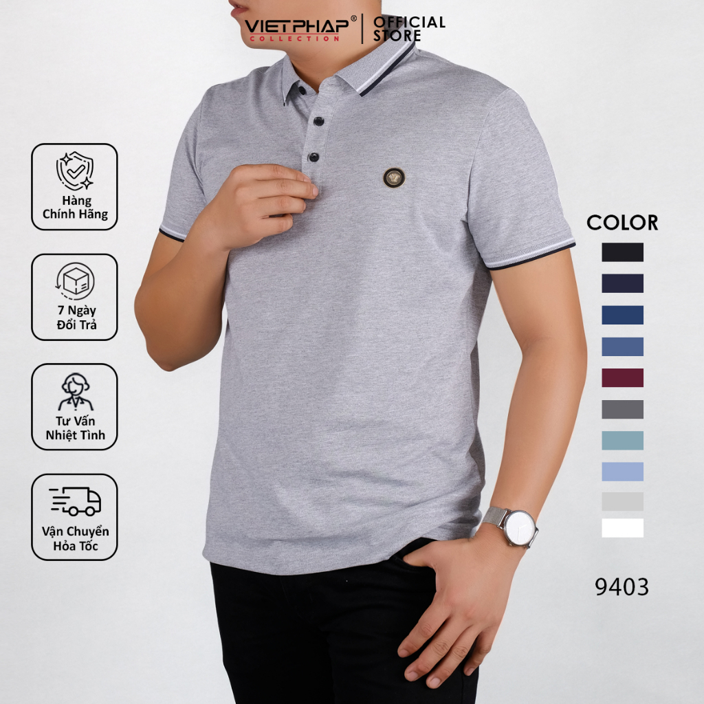 Áo Thun Polo nam cao cấp VIỆT PHÁP / Form Basic - Chất liệu cotton co dãn thấm hút mồ hồi tốt 67702