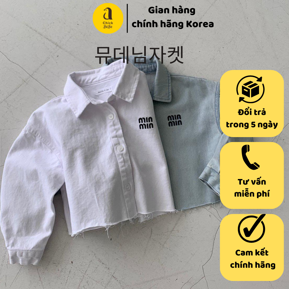 Áo sơ mi bò croptop Miumiu mẹ & bé Matila made in Korea cho bé gái từ 17kg-20kg