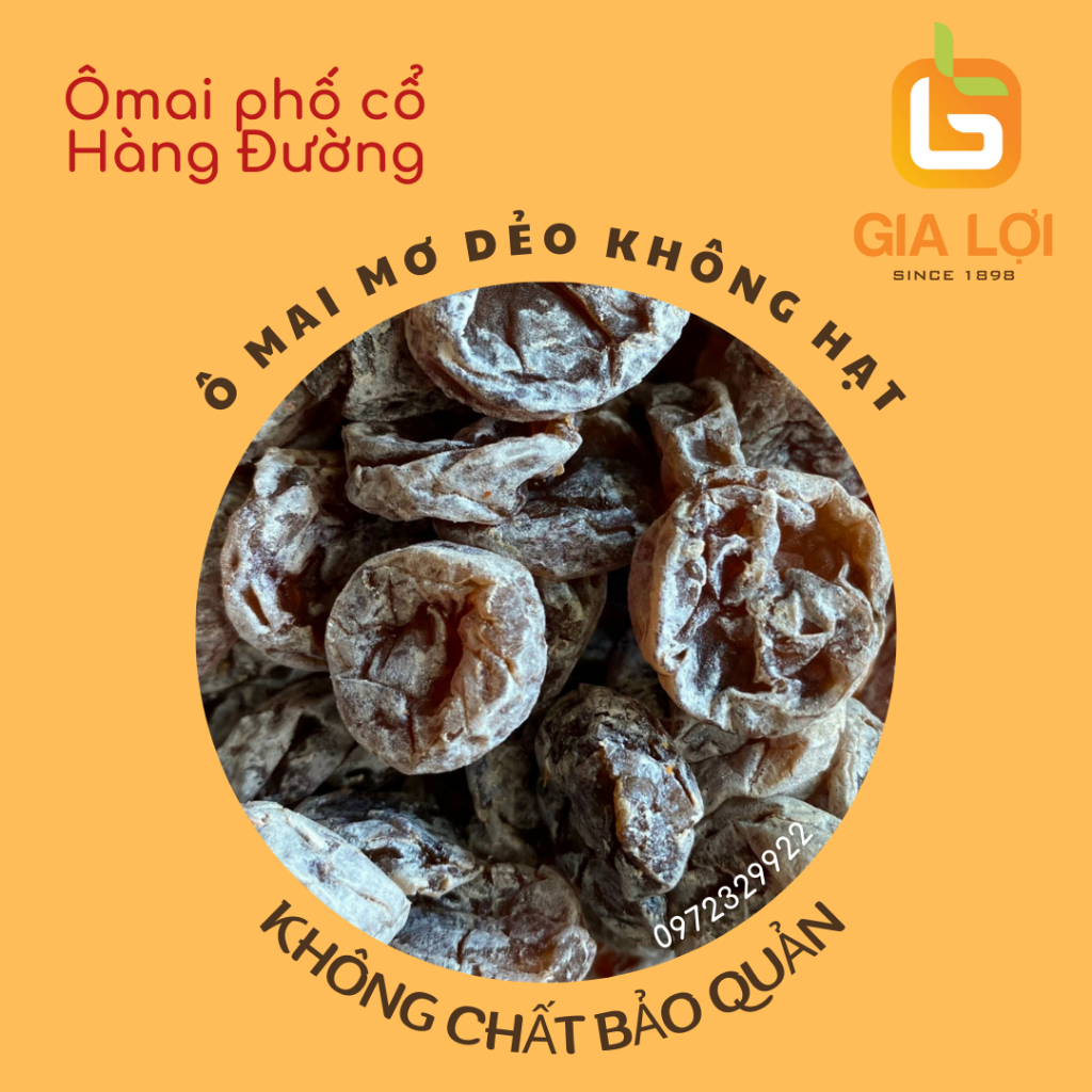 Ômai mơ dẻo không hạt Ô mai Phố Cổ Hàng Đường ô mai xí muội hiệu Gia Lợi hũ 300g