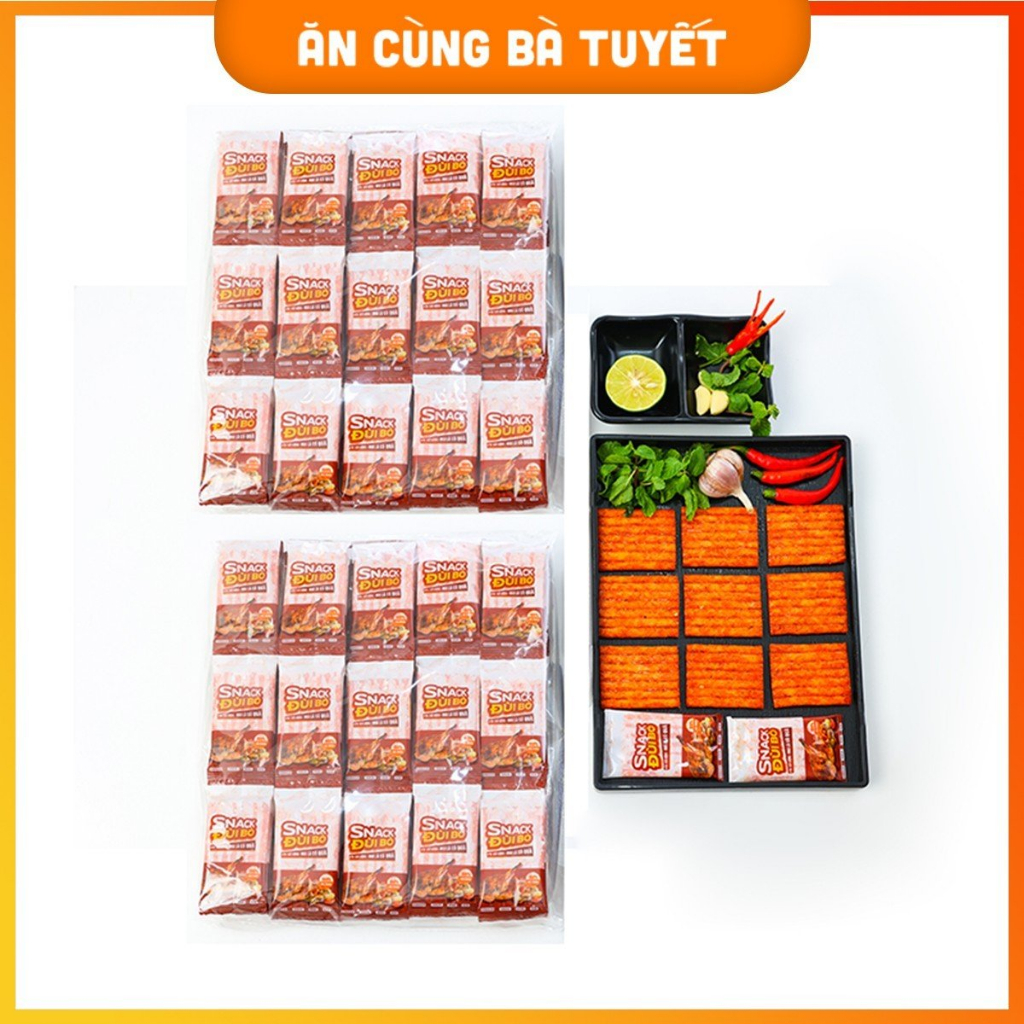 COMBO 120  gói ĐÙI BÒ QUAY -snack đồ ăn vặt - ĂN CÙNG BÀ TUYẾT