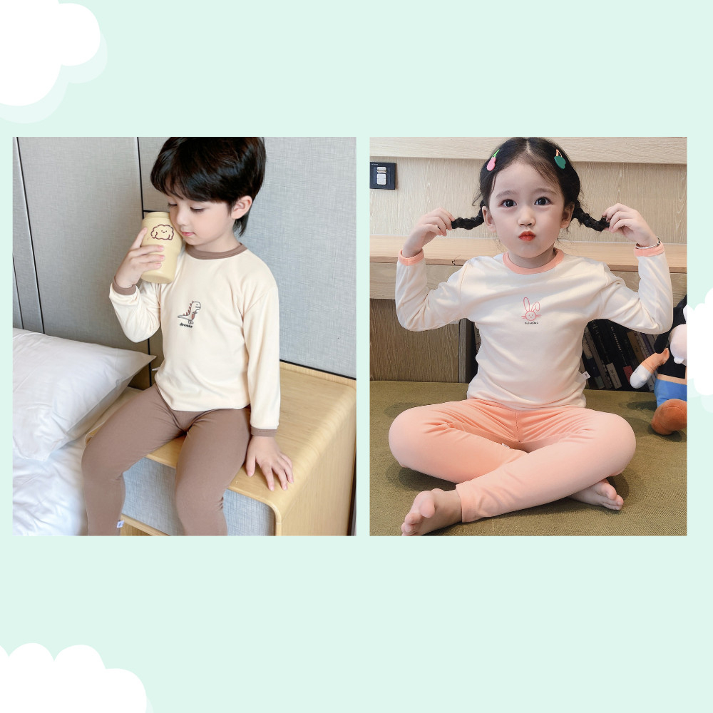 Bộ Nỉ Cotton Mềm Mịn Dài Tay Thu Đông Cho Bé Trai/ Bé Gái BN-12