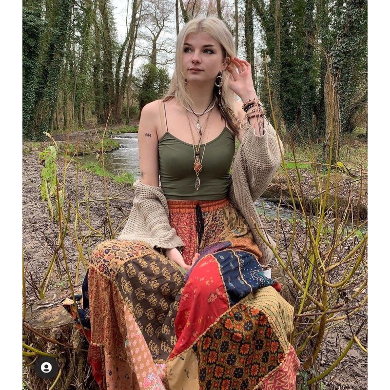 CHÂN VÁY Boho Kiểu Ấn inbox hoa văn