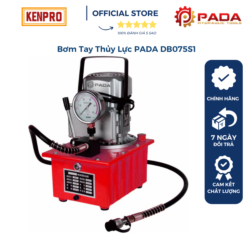 Máy Bơm Điện Thủy Lực PADA DB075S1 Van Cơ 750W Bình Dầu 7 Lít Áp Suất 70MPA