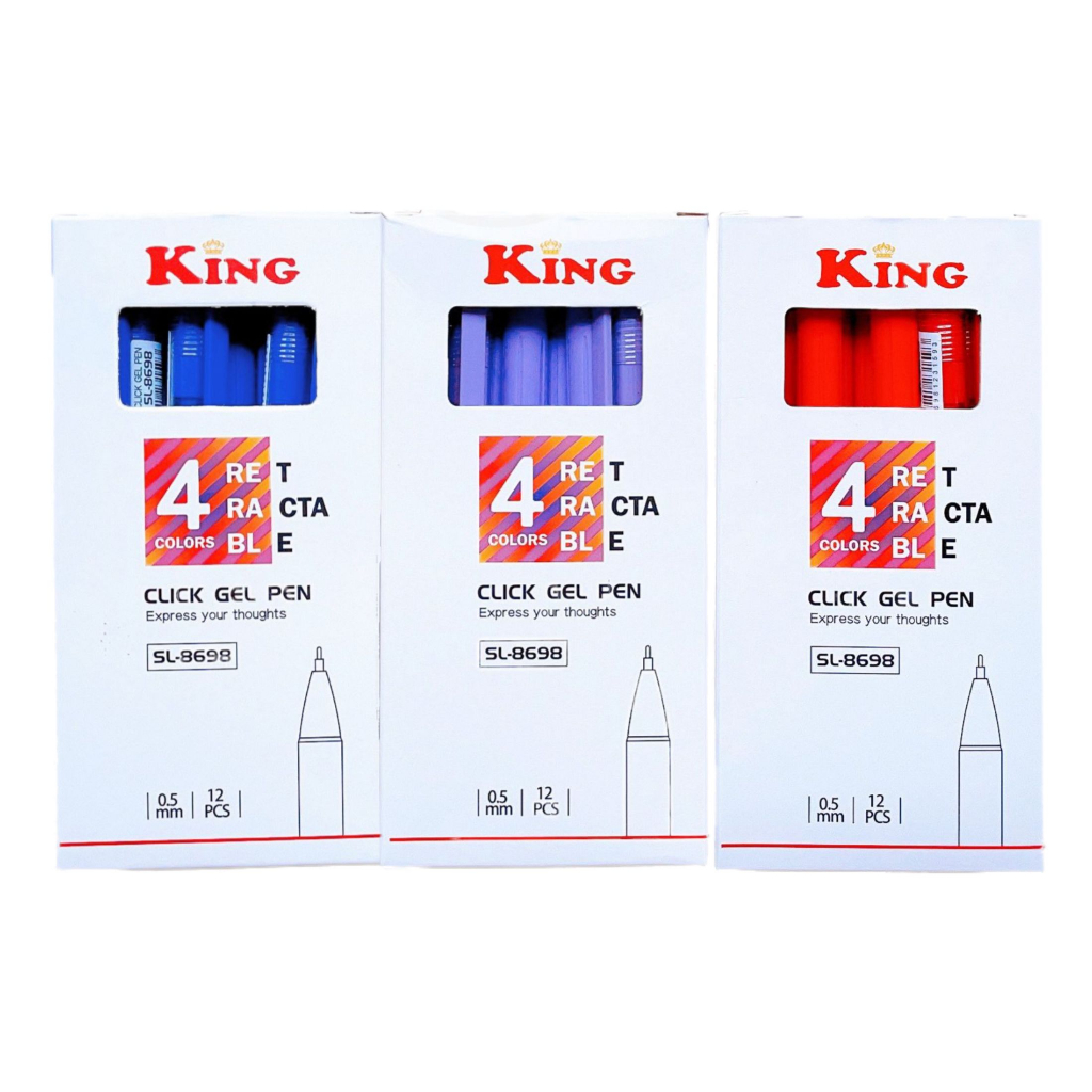 Bút viết gel nước KING SL-8698 / SL8698 mực xanh / đỏ / tím ngòi 0.5mm
