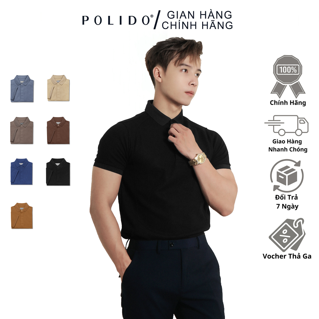 Áo Polo Trơn Nam Polido Kiểu Dáng Gân 7 Màu Mềm Mịn Thoáng Mát Phong Cách Basic Thời Trang Nam Lịch Lãm Tối Giản Công Sở