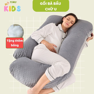 Gối ôm bà bầu hình chữ U, gối kê bụng bầu cao cấp có hạt matxa - Tiny kids