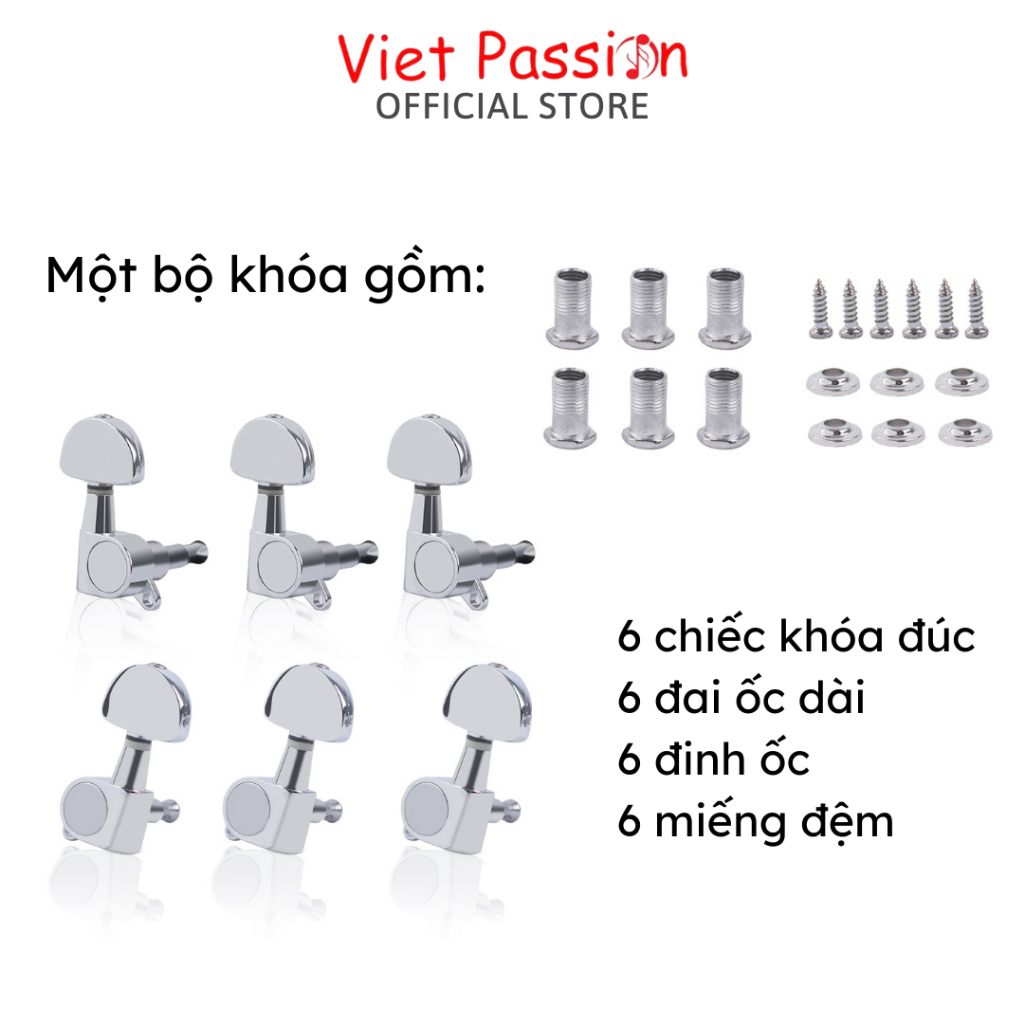 Khóa đúc cao cấp dành cho đàn guitar acoustic chất liệu niken chống rỉ Viet Passion