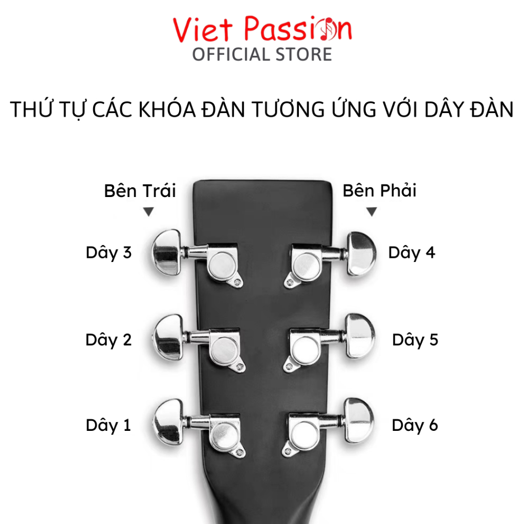 Khóa đúc cao cấp dành cho đàn guitar acoustic chất liệu niken chống rỉ Viet Passion