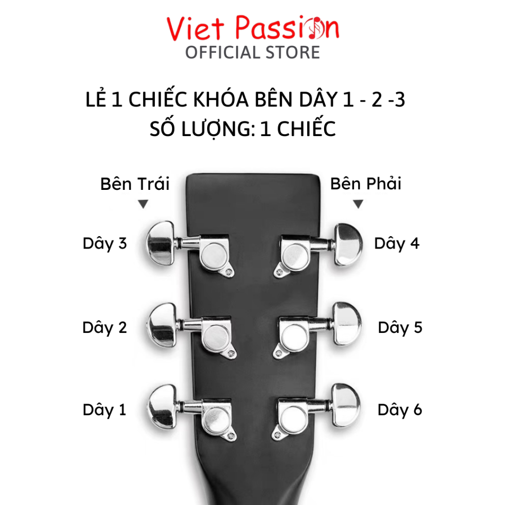 Khóa đúc cao cấp dành cho đàn guitar acoustic chất liệu niken chống rỉ Viet Passion