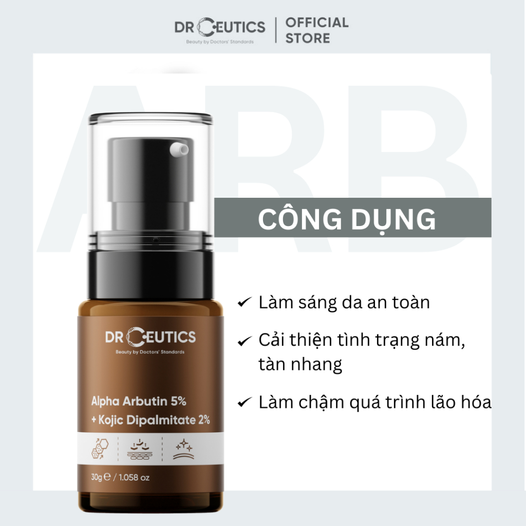 DrCeutics Tinh Chất Alpha Arbutin Làm Sáng Da Mờ Nám Alpha Arbutin 5% Và Kojic Dipalmitate 2% (30gram)