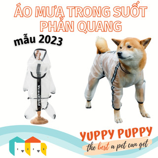 Áo mưa mẫu mới trong suốt có phản quang an toàn đi đêm cho chó mèo / thú cưng / raincoat for pet