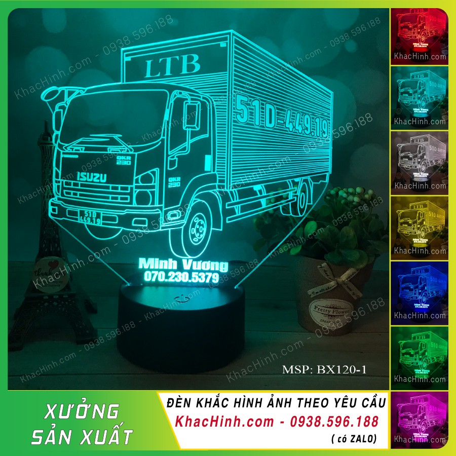 Đèn mô hình xe ISUZU QKR 230, đèn táp lô xe ô tô, táp lô xe khách, xe tải, khắc hình theo yêu cầu, khachinh.com