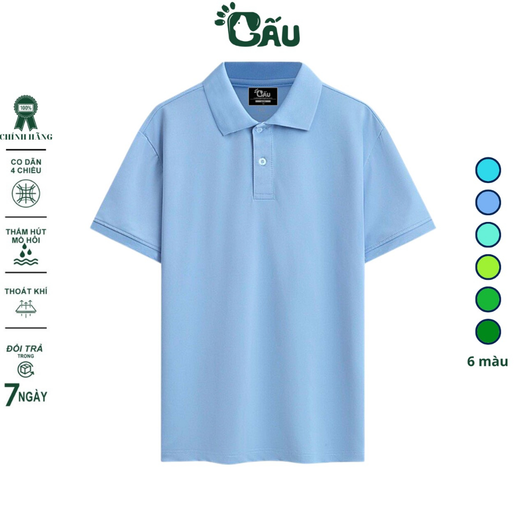 Áo thun Polo GẤU 194 Trơn vải cá sấu Poly co dãn 4 chiều dày dặn form gerular fit - Trơn PL 03