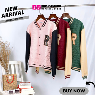 Khoác Bomber Unisex, Áo Bomber bé trai, bé gái thêu chữ thời trang size đại 30 - 60kg - JJ Kids