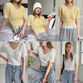 [P351880] Áo len BLACKUP Prine Twist Crop Knit