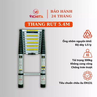 Thang nhôm rút đơn 5.4m VICHITA ống nhôm nguyên khối nhập khẩu 15 bậc - Bảo Hành 24 Tháng