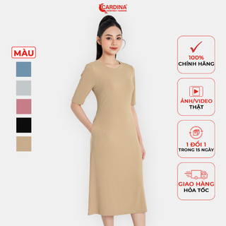 Đầm Nữ 𝐂𝐀𝐑𝐃𝐈𝐍𝐀 Chất Tăm Lạnh Cổ Tròn Tay Lỡ Dáng Ôm Vừa Trẻ Trung 3VAD02