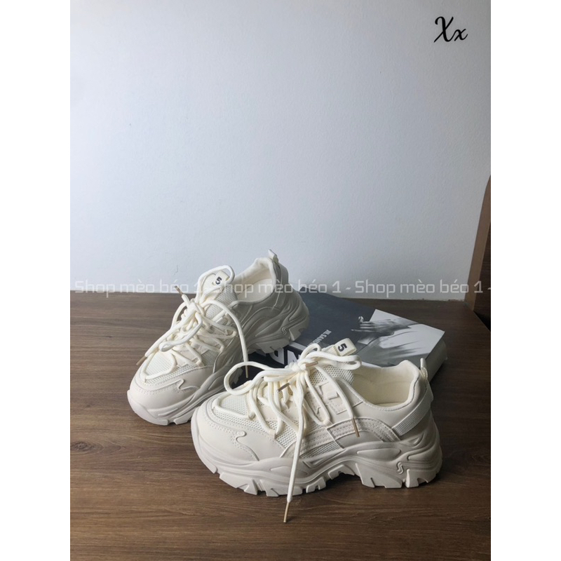 Giày thể thao sneaker lưới kem đan dây fullbox hàng quảng châu cao cấp