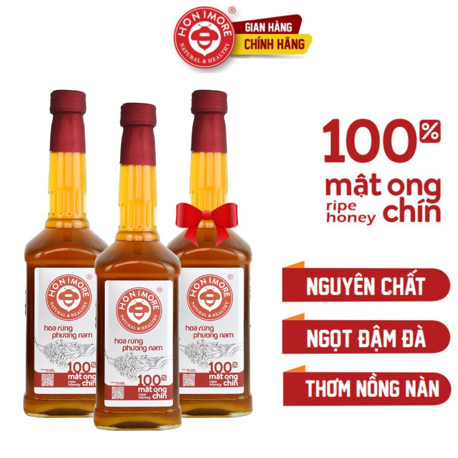 Set 2 chai tặng 1 chai cùng loại: Mật ong nguyên chất Hoa Rừng Phương Nam 630g - 100% mật ong chín nguyên chất