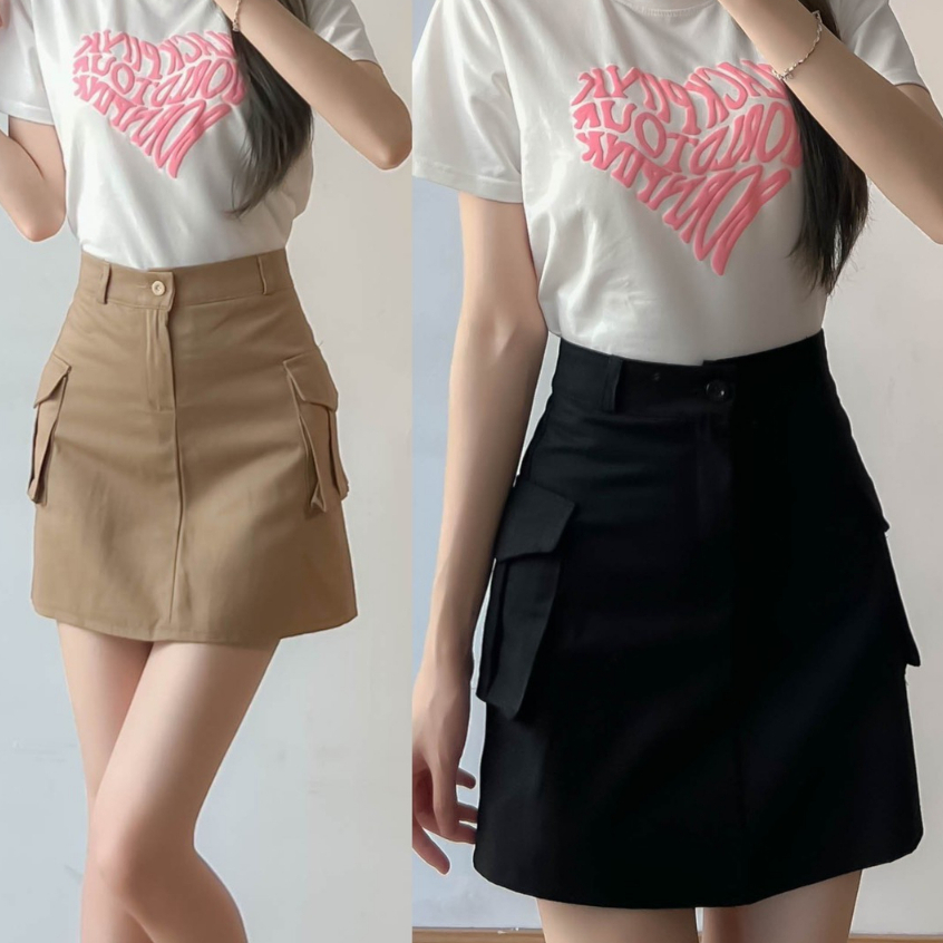 Chân váy kaki túi hộp dáng chữ A phong cách Hàn Quốc MaiA 040