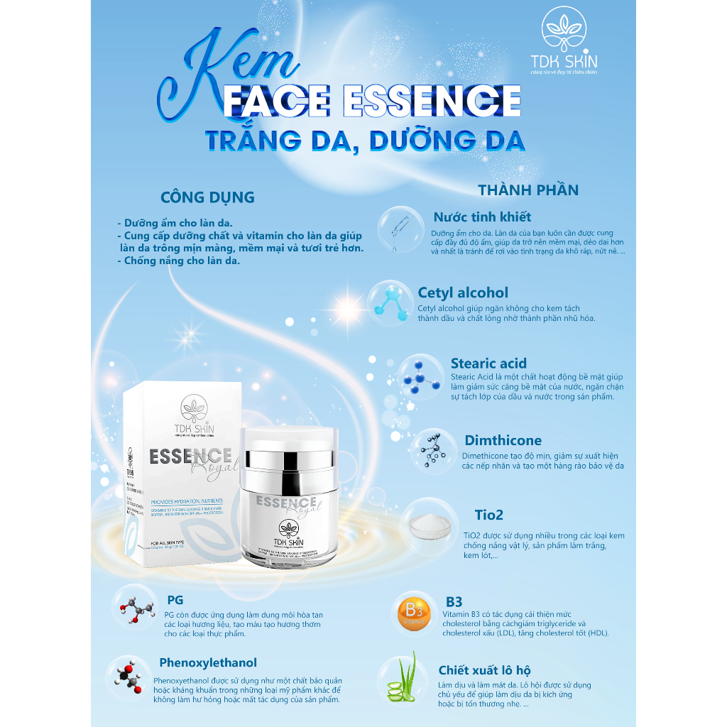 Combo trăng da dưỡng ẩm cấp ẩm  cho da giúp da mịn màng căng bóng Thảo Dược Khang _ TDK SKIN