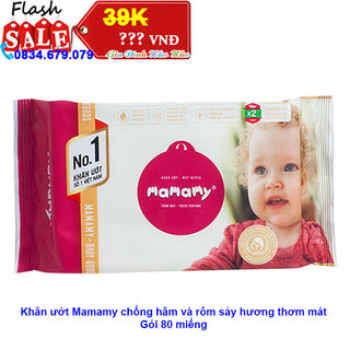 Khăn ướt em bé Mamamy hương thơm mát gói 80 miếng