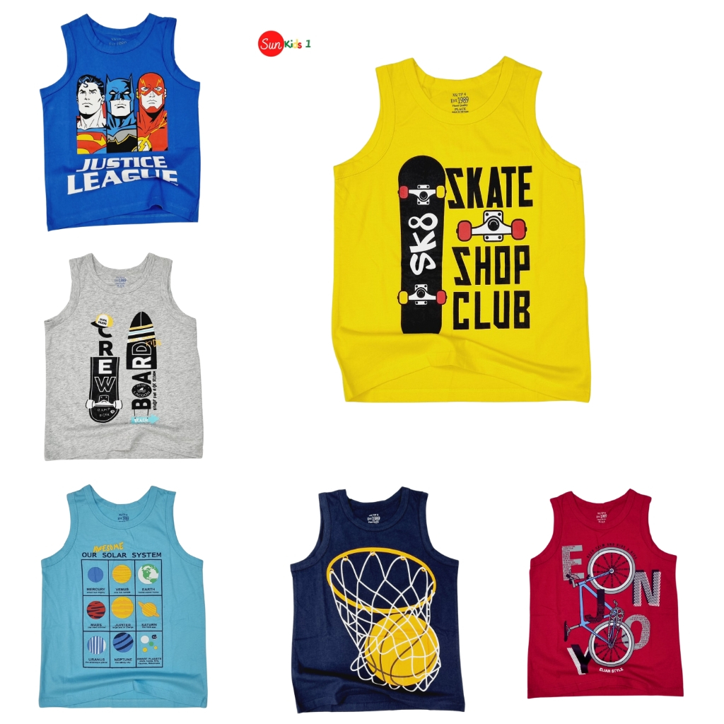 Áo thu ba lỗ bé trai size 4-14 tuổi, áo ba lỗ bé trai chất cotton mềm mát,thấm hút mồ hôi - SUNKIDS1