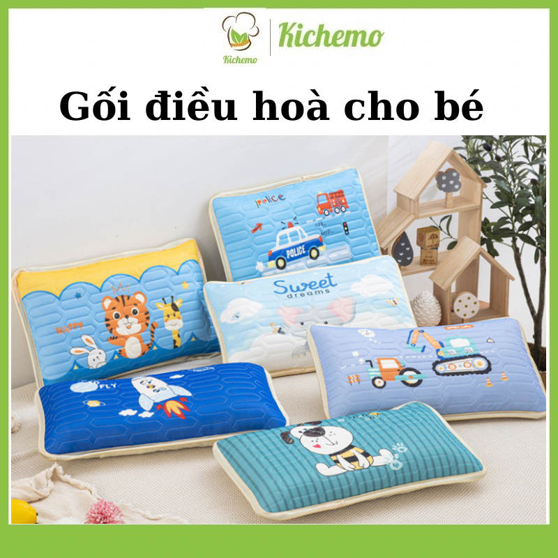 Gối điều hòa cho bé kèm ruột gối gối cho bé đi học và sơ sinh siêu xinh chất liệu tencel cao cấp kích thước 30x50 cm