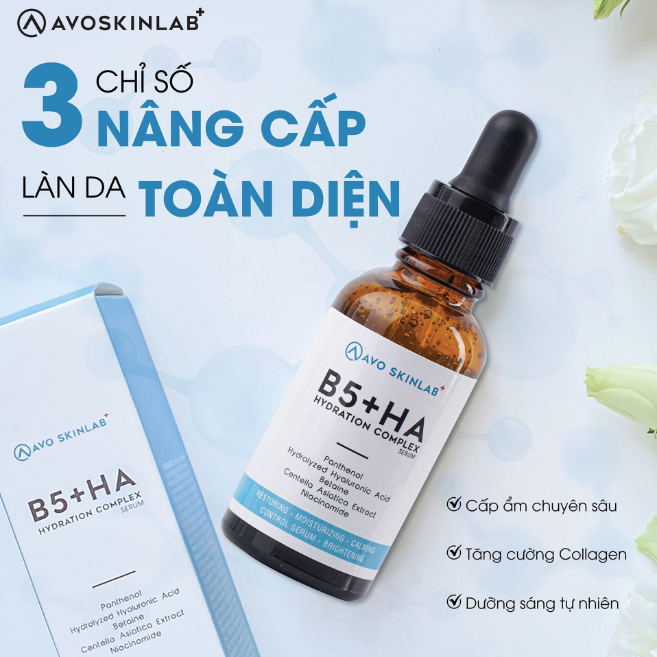 Serum Tinh Chất B5+HA AVO SKINLAB Hydration Complex 30ml - Giúp Tái Tạo, Phục Hồi Da, Tăng Đàn Hồi, Da Căng Bóng