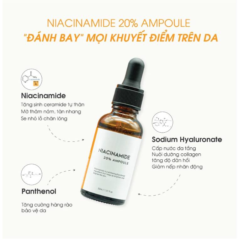 Serum Tinh Chất Niacinamide 20% Ampoule AVO SKINLAB 30ML - Giúp Cấp Ẩm, Sáng Da, Giảm Thâm Và Chống Lão Hóa