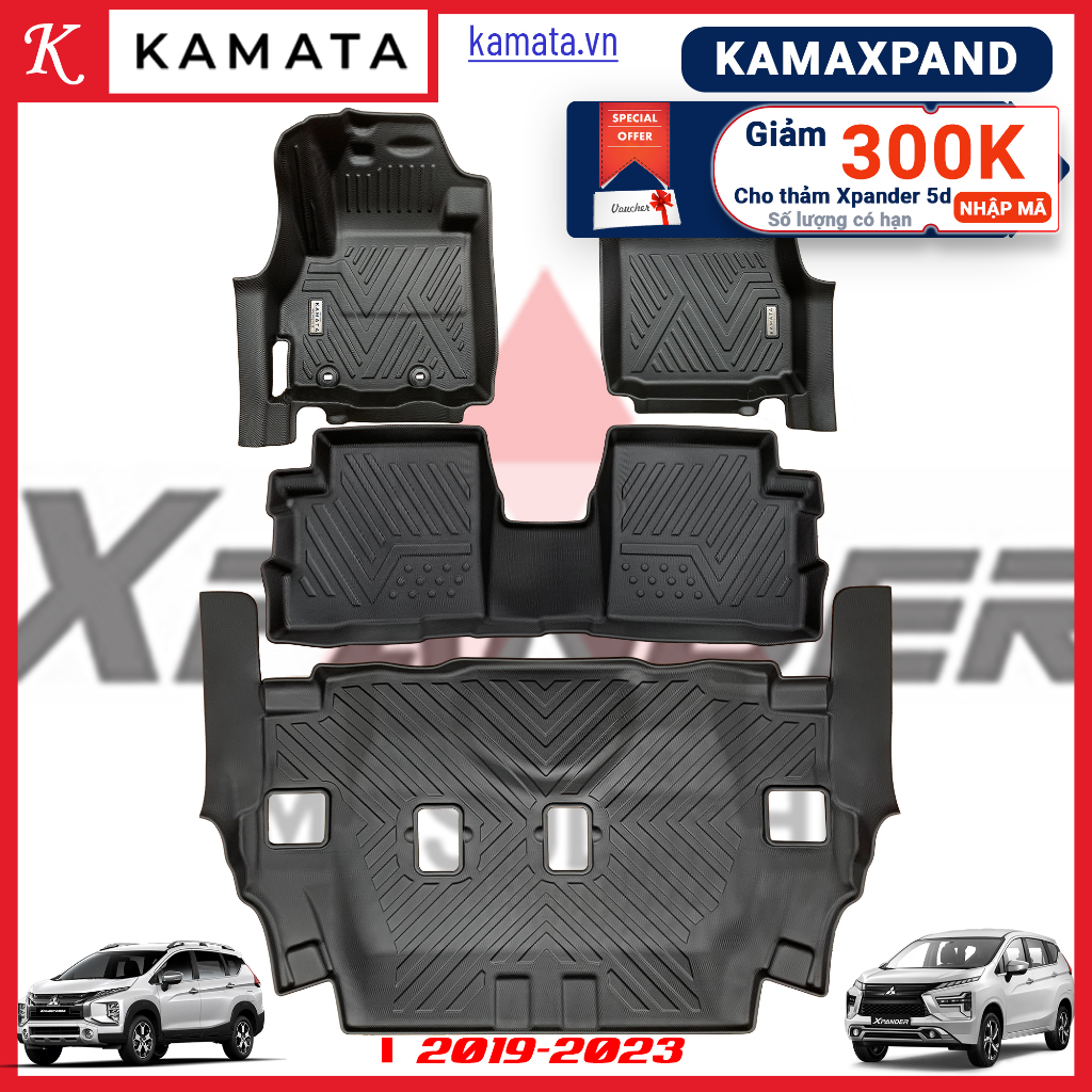 [Mã KAMAXPAND 300k] Thảm lót sàn ô tô 5D Mitsubishi Xpander/Cross 2019 - 2023 đúc nguyên khối TPV (4 tấm/Bộ)