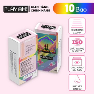 Bao Cao Su PlayAh Rainbow Gel 003 Hộp 10 size 52mm siêu mỏng, nhiều gel