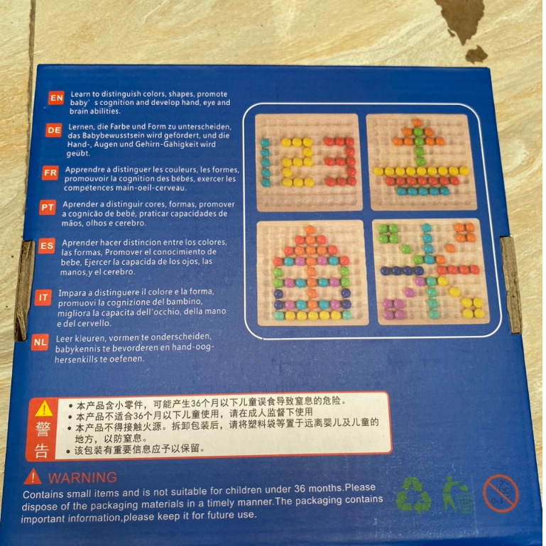 Bộ Gắp hạt Gỗ 3 trong 1, kèm Bát đẹp, Câu và Lật hình trí nhớ montessori|HD96