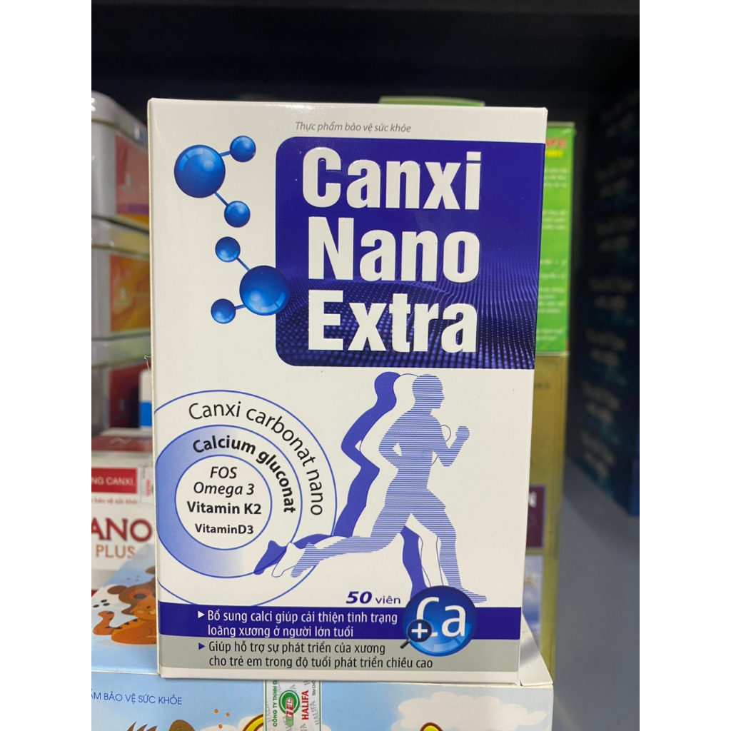 (Hiệu quả, giá tốt) Canxi nano extra - Bổ sung canxi vitamin D3, K2 giúp xương chắc khỏe, ngừa loãng xương - Hộp 50v