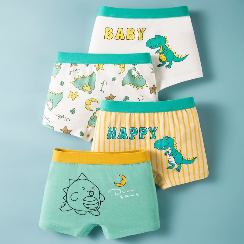 SET 4 Quần sịp bé trai boxer vải cotton và thun co dãn mềm mát hoạ tiết hoạt hình ngộ nghĩng  (Sip 1018 )