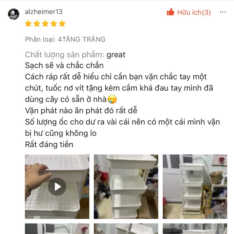 Kệ Đa Năng 5/4/3 Tầng , Xe đẩy 4 tầng Spa có bánh xe