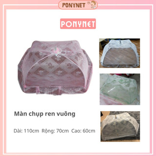 Màn chụp cho bé mùng ngủ chống muỗi cho bé ren vuông cao cấp Ponynet MẸ THÁI VŨ