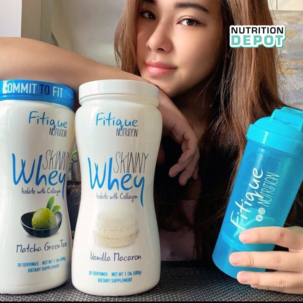 Combo 2 hũ sữa tăng cơ giảm mỡ cho nữ Skinny Whey Protein Isolate with Collagen Fitique Nutrition 500g - Tặng 1 SHAKER